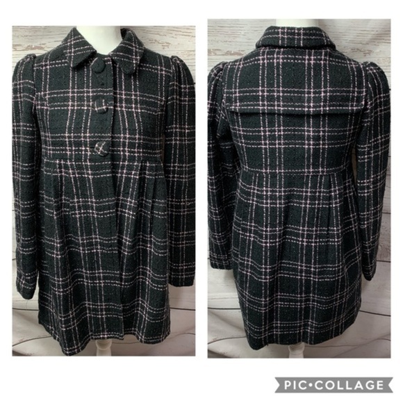 EUC BB Dakota Plaid Button Pea Coat - Picture 1 of 6